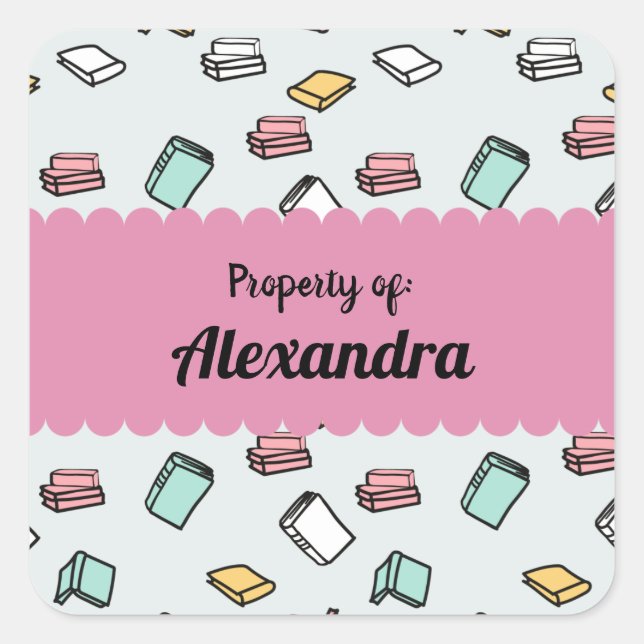 Simple Colorful Books Pattern Personalized label (Front)