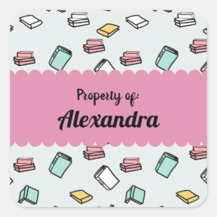 Simple Colorful Books Pattern Personalized label