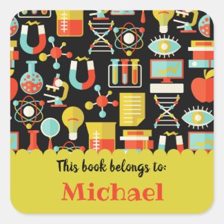 Simple Colorful Books Pattern Personalized label