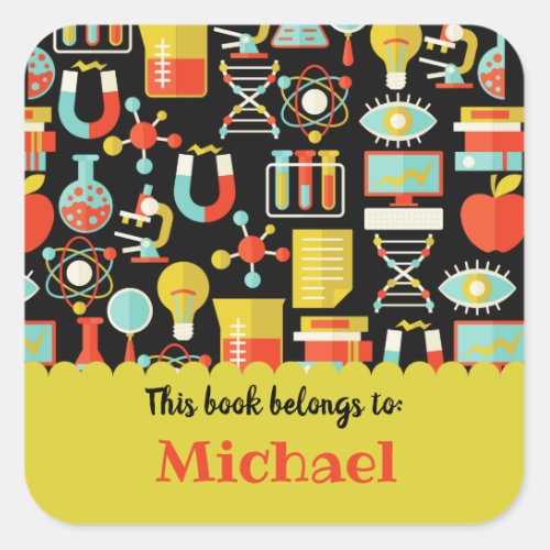 Simple Colorful Books Pattern Personalized label