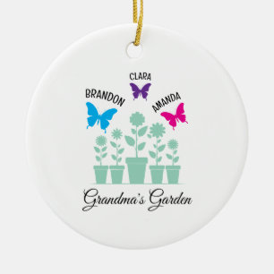 Simple Colorful Butterflies Grandchildren Grandma Ceramic Ornament