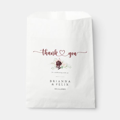 Simple Colorful Classic Floral Thank You Wedding  Favor Bag