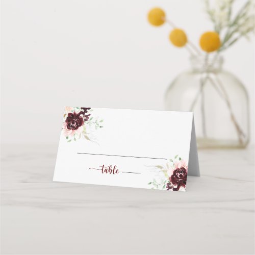 Simple Colorful Classic Floral Wedding  Place Card