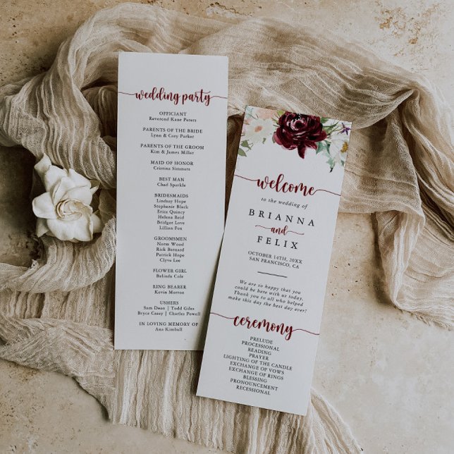 Simple Colorful Classic Floral Wedding Program (Creator Uploaded)