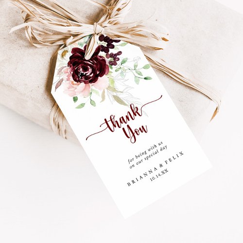 Simple Colorful Classic Floral Wedding Thank You  Gift Tags