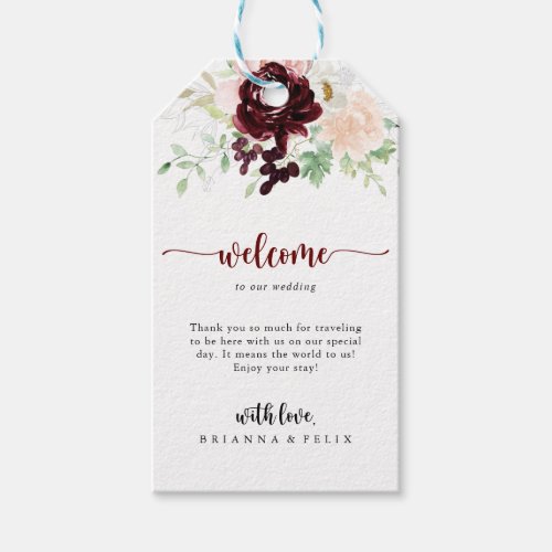Simple Colorful Classic Floral Wedding Welcome  Gift Tags
