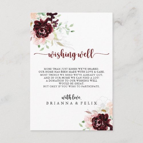 Simple Colorful Classic Wedding Wishing Well  Enclosure Card