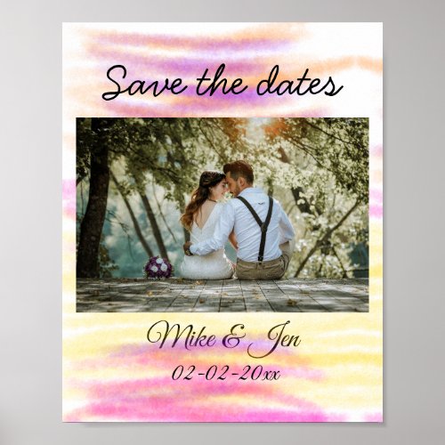 simple colorful custom save the date photo name in poster