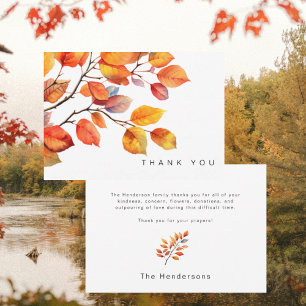 Simple Colorful Fall Foliage Funeral Thank You Card