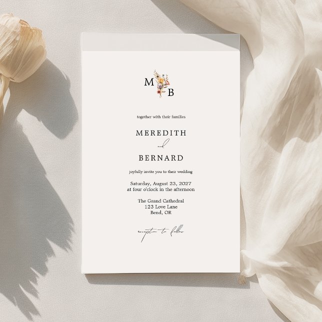 Simple Colorful Floral Monogram Wedding Invitation (Creator Uploaded)