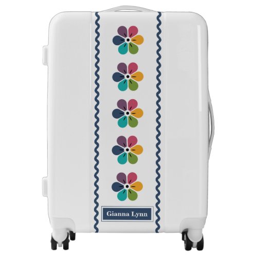 Simple Colorful Floral Monogrammed Luggage
