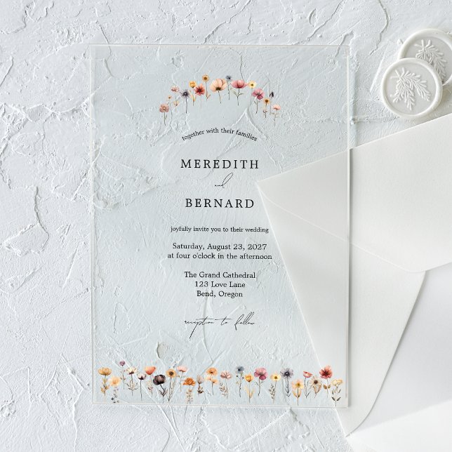 Simple Colorful Floral Wedding Acrylic Invitations (Creator Uploaded)