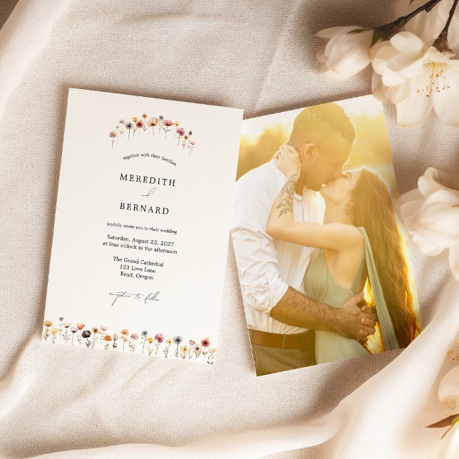 Simple Colorful Floral Wedding Photo Invitation (Creator Uploaded)