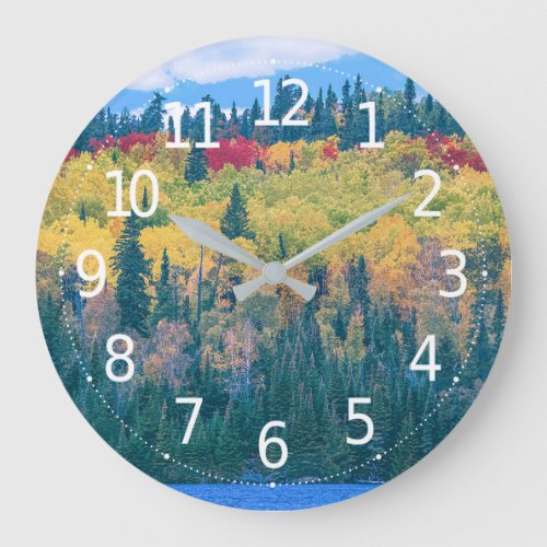 Simple Colorful Forest Trees Acrylic Artwork  Large Clock