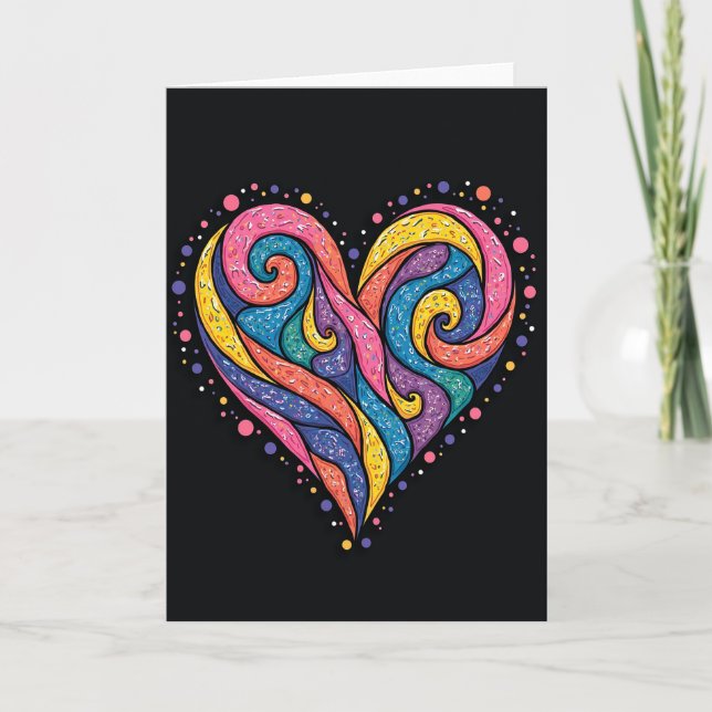 Simple Colorful Glitter Heart Card (Front)