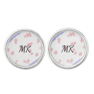 Simple colorful glitter spark pattern add monogram cufflinks