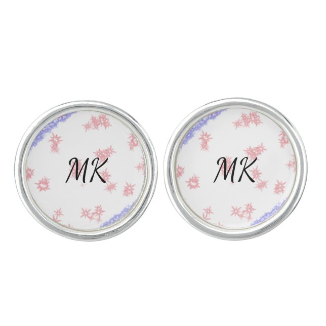 Simple colorful glitter spark pattern add monogram cufflinks (Front)