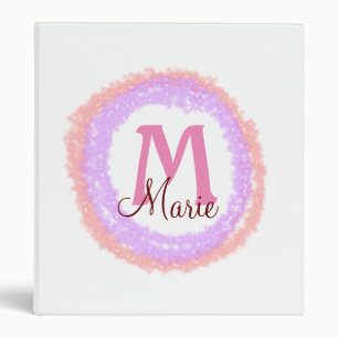 Simple colorful glitter sparkle add name monogram  3 ring binder