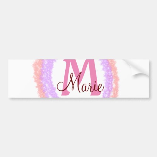 Simple colorful glitter sparkle add name monogram  bumper sticker