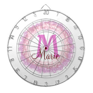 Simple colorful glitter sparkle add name monogram dart board