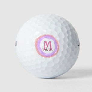 Simple colorful glitter sparkle add name monogram golf balls