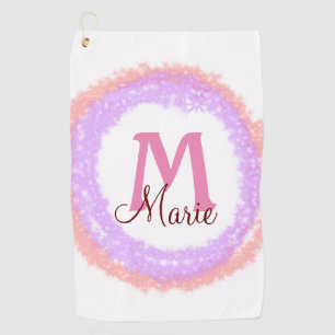 Simple colorful glitter sparkle add name monogram golf towel