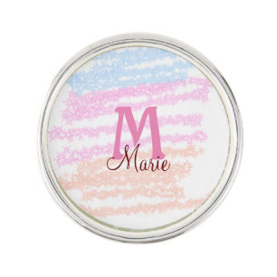 Simple colorful glitter sparkle add name monogram lapel pin