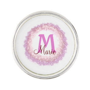Simple colorful glitter sparkle add name monogram lapel pin