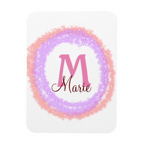 Simple colorful glitter sparkle add name monogram  magnet
