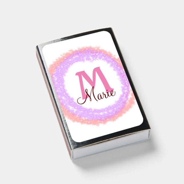 Simple colorful glitter sparkle add name monogram  matchboxes (Front Closed)