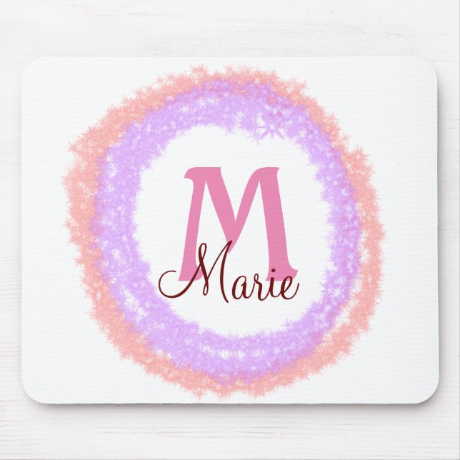 Simple colorful glitter sparkle add name monogram  mouse pad (Front)
