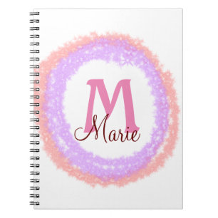 Simple colorful glitter sparkle add name monogram notebook