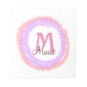 Simple colorful glitter sparkle add name monogram notepad