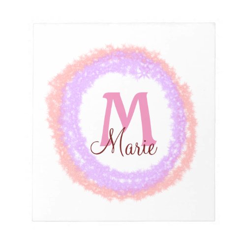 Simple colorful glitter sparkle add name monogram  notepad