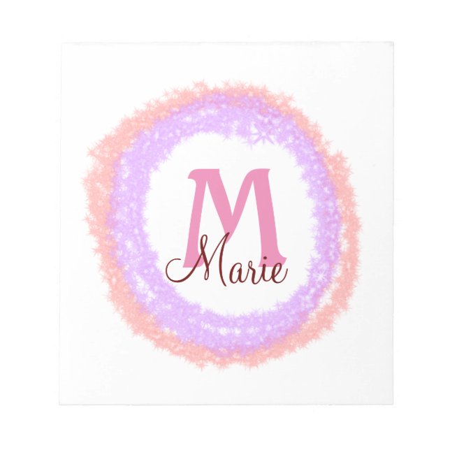 Simple colorful glitter sparkle add name monogram  notepad (Front)