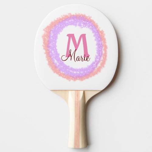 Simple colorful glitter sparkle add name monogram  ping pong paddle
