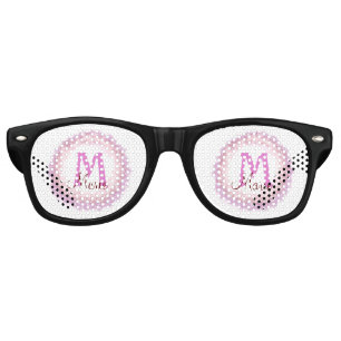Simple colorful glitter sparkle add name monogram retro sunglasses