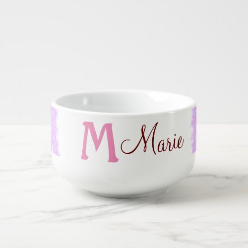 Simple colorful glitter sparkle add name monogram  soup mug