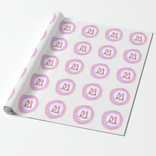 Simple colorful glitter sparkle add name monogram  wrapping paper