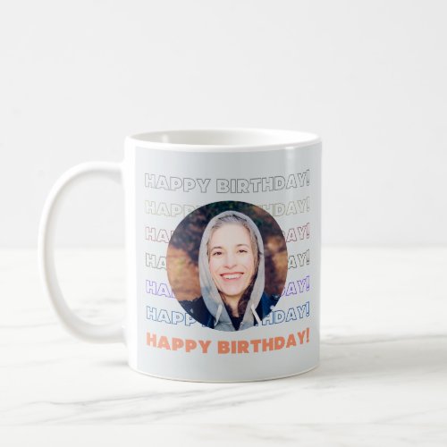 Simple Colorful Happy Birthday Custom Add Photo  Coffee Mug