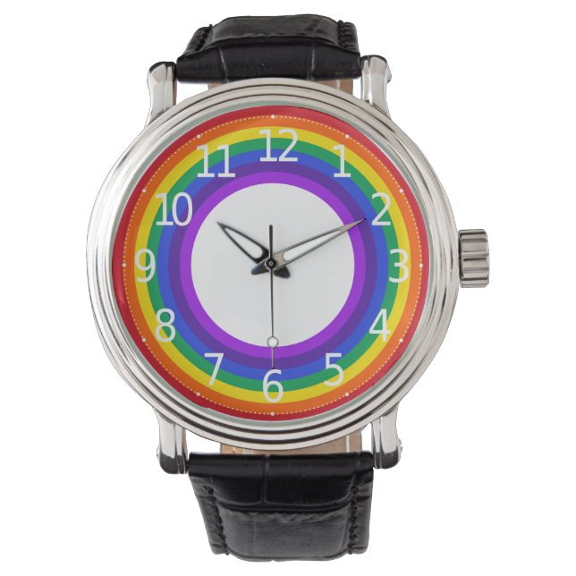 Simple Colorful LGBT Pride Rainbow  Men's Watch (Front)