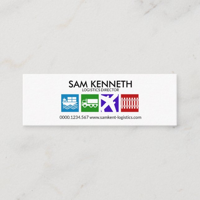 Simple Colorful Logistic Freight Transport Mini Business Card (Front)