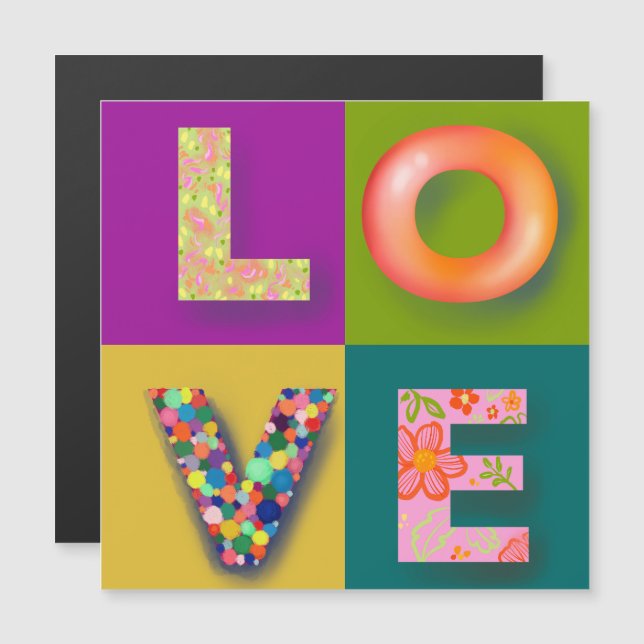 Simple colorful LOVE Refrigerator magnet  (Front/Back)