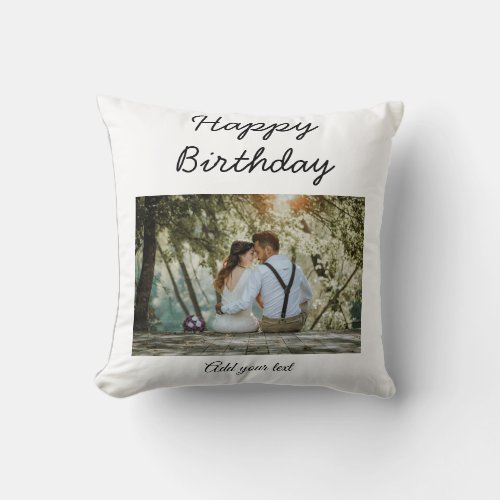 simple colorful minimal happy birthday add your ph throw pillow