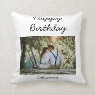 simple colorful minimal happy birthday add your ph throw pillow