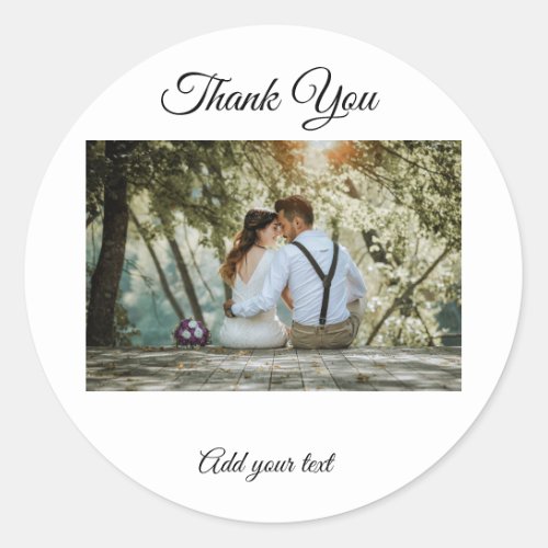 simple colorful minimal thank you add your text ca classic round sticker