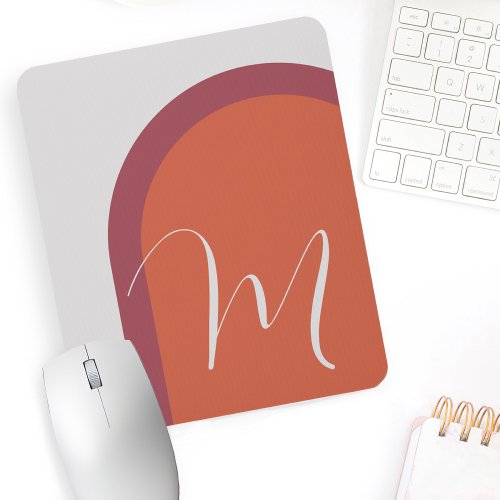 Simple Colorful Modern Arch with Monogram Initial Mouse Pad