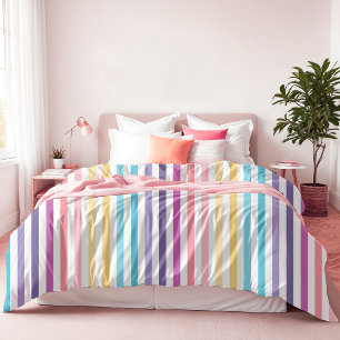 Simple Colorful Modern Rainbow Striped Pattern Duvet Cover