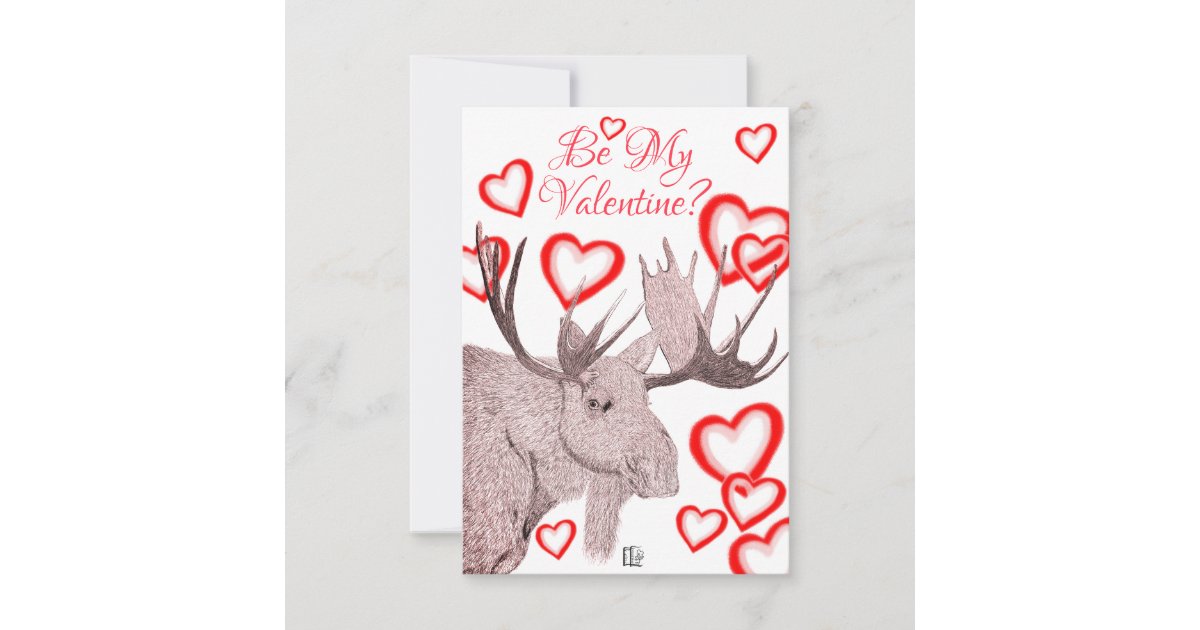Simple Colorful Moose Text Valentine's Day Card | Zazzle