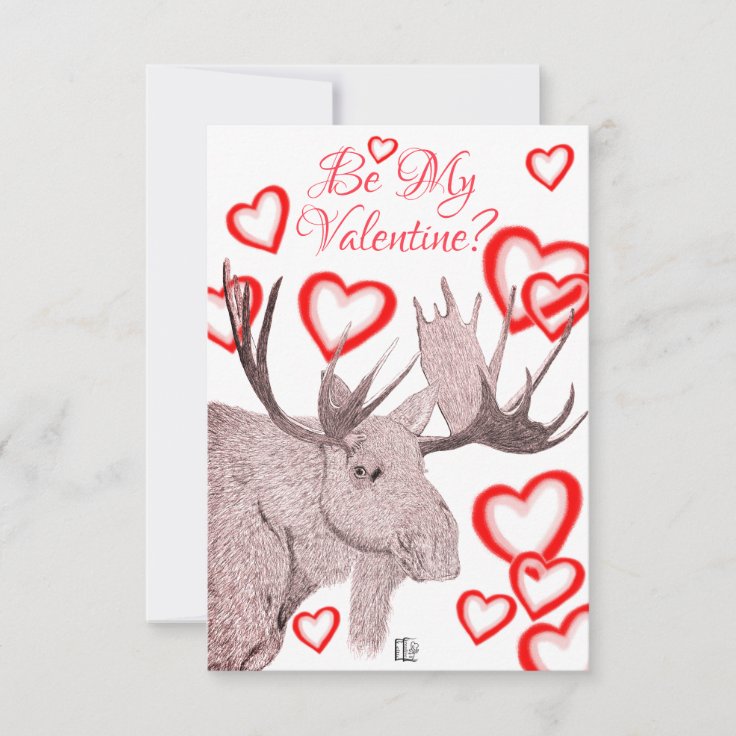 Simple Colorful Moose Text Valentine's Day Card | Zazzle